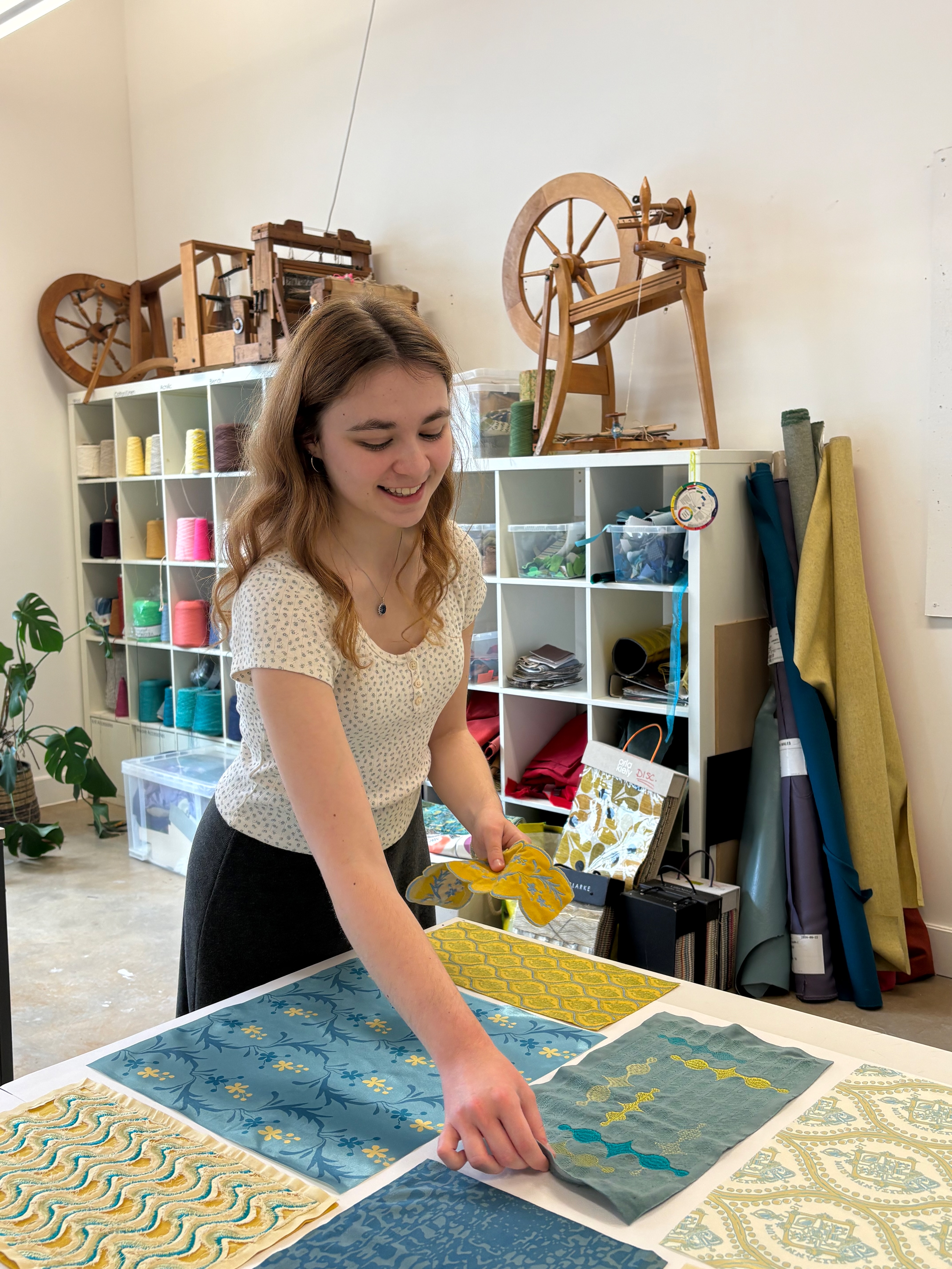 Amelia Ramsey with textile work